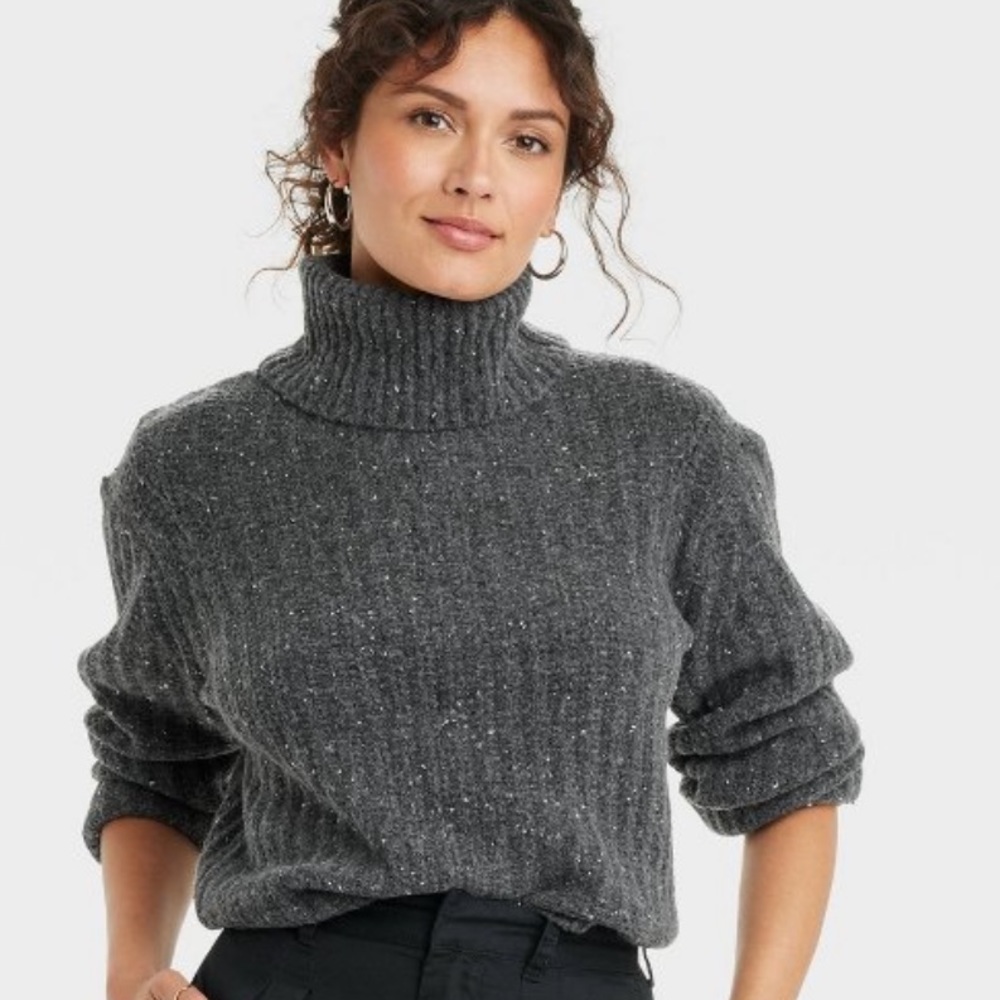 NWT Universal Thread Coastal Grandma Mock Neck Cashmere Like Sweater Size L